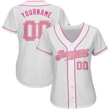 Laden Sie das Bild in den Galerie-Viewer, Custom White Medium Pink-Pink Authentic Baseball Jersey