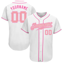 Laden Sie das Bild in den Galerie-Viewer, Custom White Medium Pink-Pink Authentic Baseball Jersey