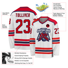Load image into Gallery viewer, Custom White Red-Navy Hockey Jersey