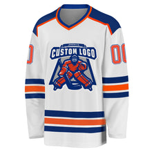 Load image into Gallery viewer, Custom White Orange-Royal Hockey Jersey
