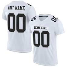 Load image into Gallery viewer, Custom White Black-Gray Mesh Authentic Football Jersey