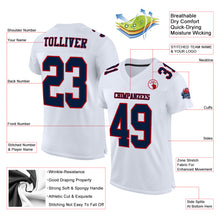 Load image into Gallery viewer, Custom White Navy-Red Mesh Authentic Football Jersey