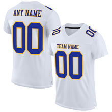 Load image into Gallery viewer, Custom White Royal-Gold Mesh Authentic Football Jersey
