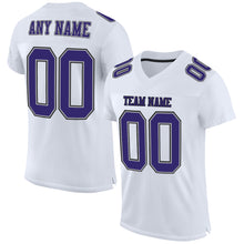 Load image into Gallery viewer, Custom White Purple Gray-Black Mesh Authentic Football Jersey