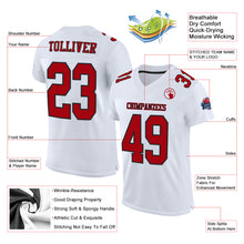 Load image into Gallery viewer, Custom White Red-Black Mesh Authentic Football Jersey