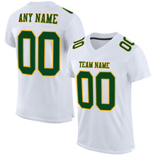 Load image into Gallery viewer, Custom White Green-Gold Mesh Authentic Football Jersey