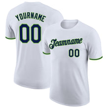 Load image into Gallery viewer, Custom White Navy-Neon Green Performance T-Shirt