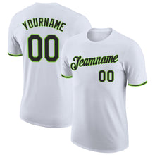 Load image into Gallery viewer, Custom White Black-Neon Green Performance T-Shirt