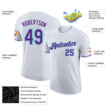 Load image into Gallery viewer, Custom White Purple-Teal Performance T-Shirt