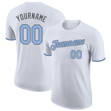 Load image into Gallery viewer, Custom White Light Blue-Steel Gray Performance T-Shirt