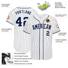 Charger l'image dans la galerie, Custom White Navy Pinstripe Navy Authentic Baseball Jersey