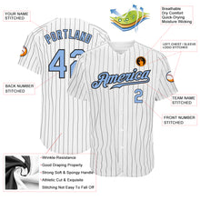 Charger l'image dans la galerie, Custom White Black Pinstripe Light Blue-Black Authentic Baseball Jersey