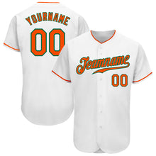 Laden Sie das Bild in den Galerie-Viewer, Custom White Orange-Kelly Green Authentic Baseball Jersey