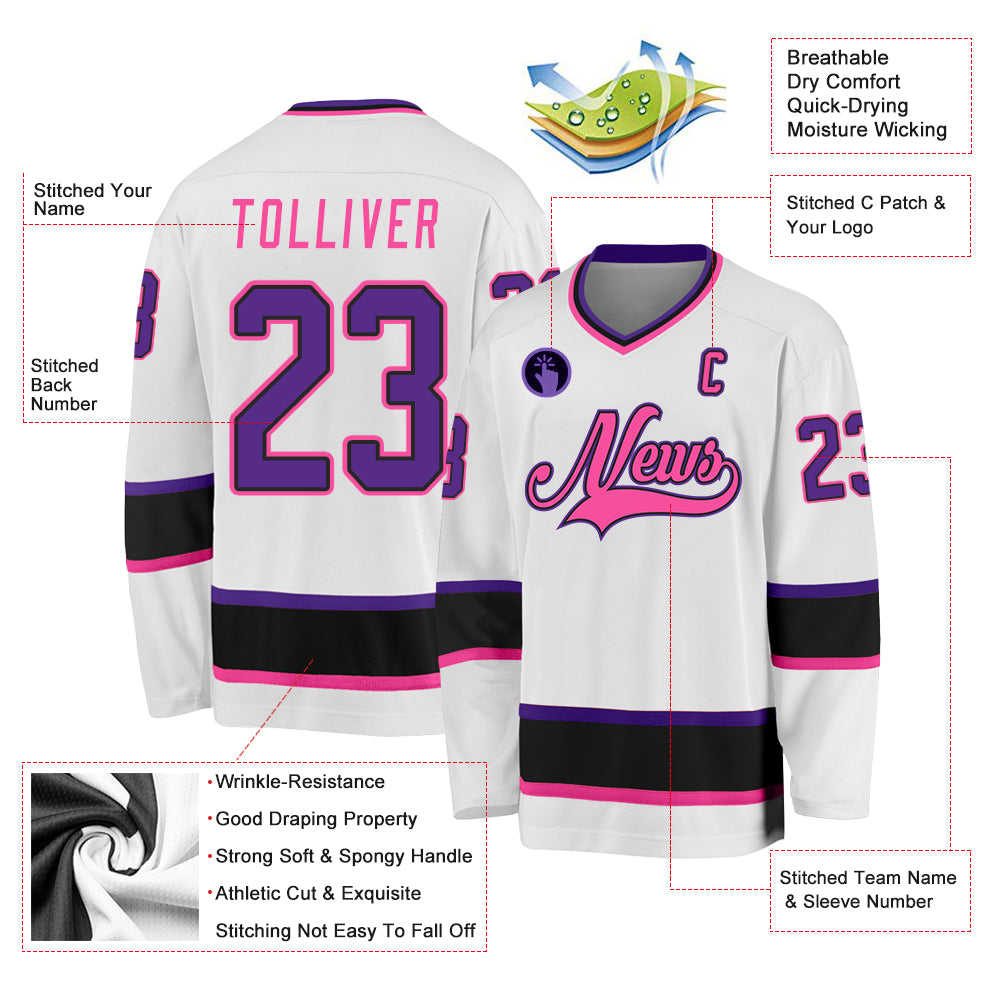 Cheap Custom Pink White-Black Hockey Jersey Free Shipping – CustomJerseysPro