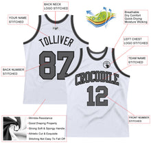 Charger l'image dans la galerie, Custom White Steel Gray-Black Authentic Throwback Basketball Jersey