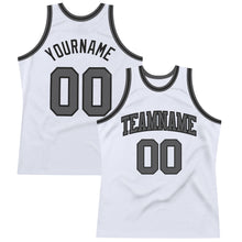Charger l'image dans la galerie, Custom White Steel Gray-Black Authentic Throwback Basketball Jersey