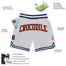 Загрузить изображение в средство просмотра галереи, Custom White Navy-Orange Authentic Throwback Basketball Shorts