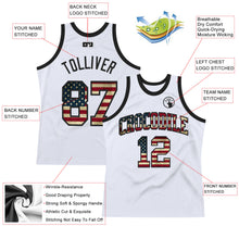 Laden Sie das Bild in den Galerie-Viewer, Custom White Vintage USA Flag-Black Authentic Throwback Basketball Jersey