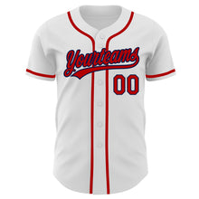 Laden Sie das Bild in den Galerie-Viewer, Custom White Red-Navy Authentic Baseball Jersey