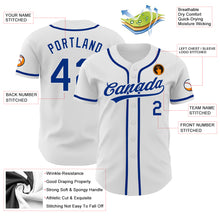 Load image into Gallery viewer, Custom White Royal Authentic Baseball Jersey
