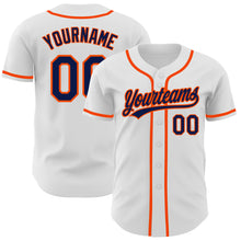 Laden Sie das Bild in den Galerie-Viewer, Custom White Navy-Orange Authentic Baseball Jersey