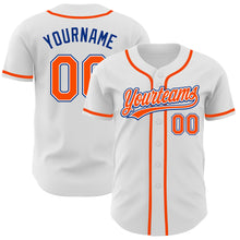 Laden Sie das Bild in den Galerie-Viewer, Custom White Orange-Royal Authentic Baseball Jersey