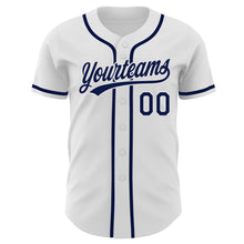 Laden Sie das Bild in den Galerie-Viewer, Custom White Navy Authentic Baseball Jersey