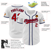 Laden Sie das Bild in den Galerie-Viewer, Custom White Red-Navy Authentic Baseball Jersey