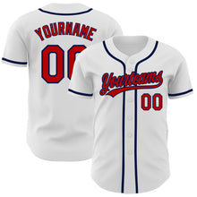 Laden Sie das Bild in den Galerie-Viewer, Custom White Red-Navy Authentic Baseball Jersey
