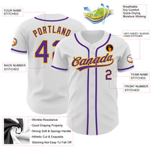 Laden Sie das Bild in den Galerie-Viewer, Custom White Purple-Gold Authentic Baseball Jersey