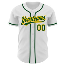 Laden Sie das Bild in den Galerie-Viewer, Custom White Green-Gold Authentic Baseball Jersey