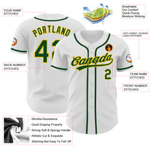 Laden Sie das Bild in den Galerie-Viewer, Custom White Green-Gold Authentic Baseball Jersey