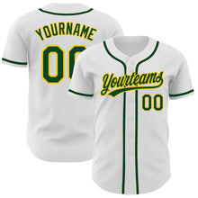 Laden Sie das Bild in den Galerie-Viewer, Custom White Green-Gold Authentic Baseball Jersey