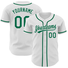 Laden Sie das Bild in den Galerie-Viewer, Custom White Kelly Green Authentic Baseball Jersey