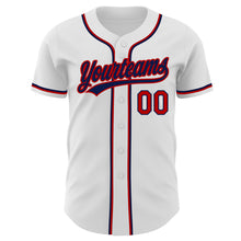 Laden Sie das Bild in den Galerie-Viewer, Custom White Red-Navy Authentic Baseball Jersey