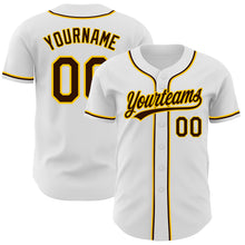 Laden Sie das Bild in den Galerie-Viewer, Custom White Brown-Gold Authentic Baseball Jersey