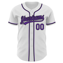 Laden Sie das Bild in den Galerie-Viewer, Custom White Purple-Black Authentic Baseball Jersey