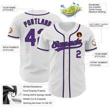 Laden Sie das Bild in den Galerie-Viewer, Custom White Purple-Black Authentic Baseball Jersey