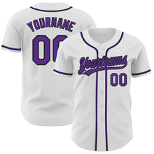 Laden Sie das Bild in den Galerie-Viewer, Custom White Purple-Black Authentic Baseball Jersey
