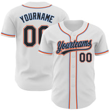 Laden Sie das Bild in den Galerie-Viewer, Custom White Black Powder Blue-Orange Authentic Baseball Jersey