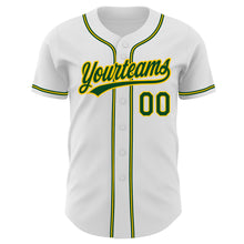 Laden Sie das Bild in den Galerie-Viewer, Custom White Green-Gold Authentic Baseball Jersey