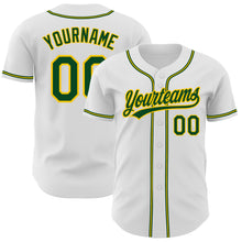 Laden Sie das Bild in den Galerie-Viewer, Custom White Green-Gold Authentic Baseball Jersey