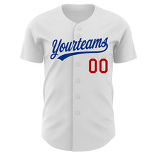 Laden Sie das Bild in den Galerie-Viewer, Custom White Red-Royal Authentic Baseball Jersey