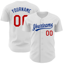 Laden Sie das Bild in den Galerie-Viewer, Custom White Red-Royal Authentic Baseball Jersey