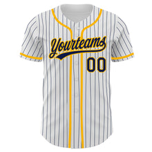 Charger l'image dans la galerie, Custom White Navy Pinstripe Navy-Gold Authentic Baseball Jersey