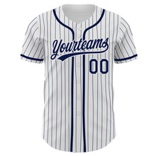 Загрузить изображение в средство просмотра галереи, Custom White Navy Pinstripe Navy Authentic Baseball Jersey