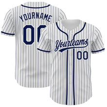 Загрузить изображение в средство просмотра галереи, Custom White Navy Pinstripe Navy Authentic Baseball Jersey