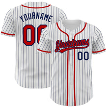 Charger l'image dans la galerie, Custom White Navy Pinstripe Red Authentic Baseball Jersey