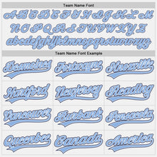 Charger l'image dans la galerie, Custom White Light Blue Pinstripe Light Blue-Navy Authentic Baseball Jersey