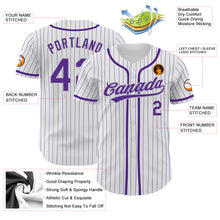 Charger l'image dans la galerie, Custom White Purple Pinstripe Purple-Gray Authentic Baseball Jersey